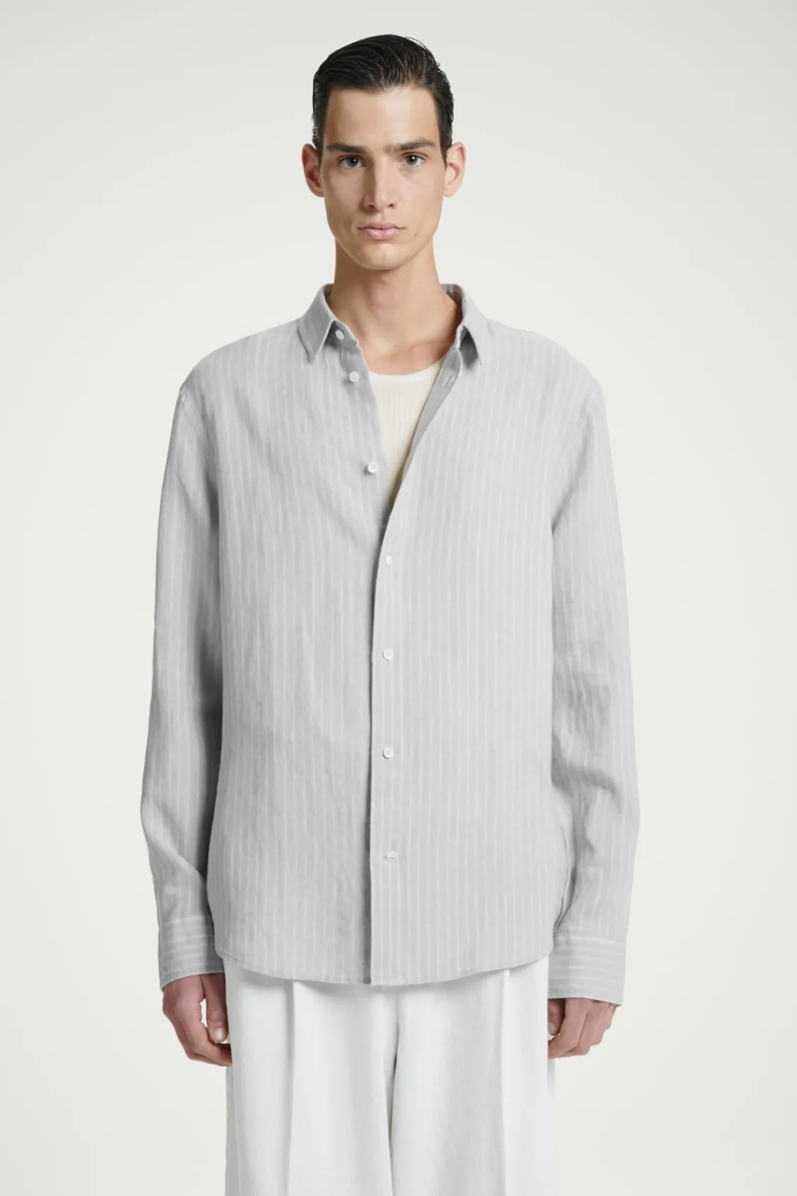 COS RELAXED STRIPED LINEN LONG-SLEEVED SHIRT- Shirts