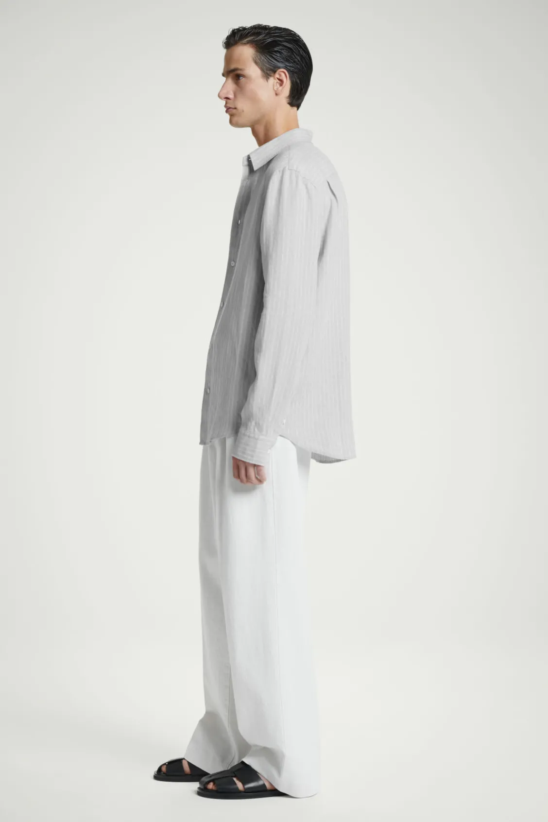 COS RELAXED STRIPED LINEN LONG-SLEEVED SHIRT- Shirts