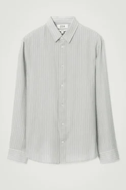 COS RELAXED STRIPED LINEN LONG-SLEEVED SHIRT- Shirts