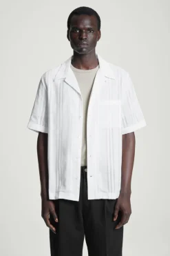 COS RELAXED STRIPE-JACQUARD COTTON SHORT-SLEEVED SHIRT- Shirts