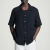 COS RELAXED STRIPE-JACQUARD COTTON SHORT-SLEEVED SHIRT- Shirts
