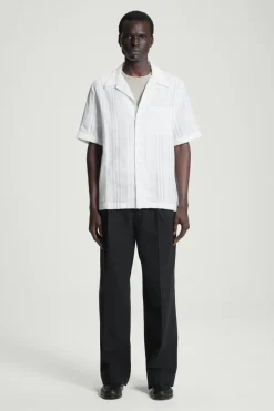 COS RELAXED STRIPE-JACQUARD COTTON SHORT-SLEEVED SHIRT- Shirts