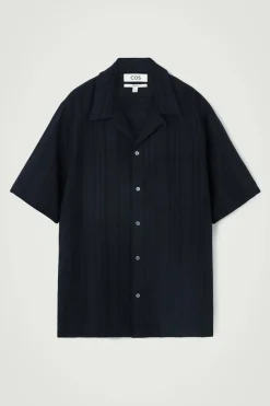 COS RELAXED STRIPE-JACQUARD COTTON SHORT-SLEEVED SHIRT- Shirts