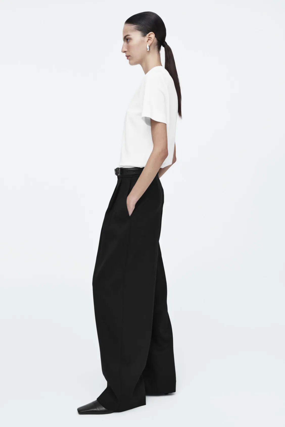 COS RELAXED TAILORED WOOL WIDE-LEG PANTS-Women Pants