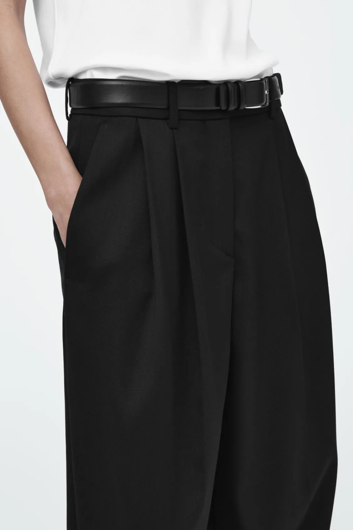 COS RELAXED TAILORED WOOL WIDE-LEG PANTS-Women Pants