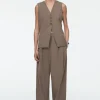 COS RELAXED TWILL WIDE-LEG PANTS-Women Vests & Tailoring | Pants