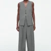 COS RELAXED TWILL WIDE-LEG PANTS-Women Vests & Tailoring | Pants
