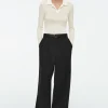COS RELAXED TWILL WIDE-LEG PANTS-Women Vests & Tailoring | Pants
