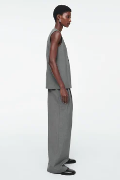COS RELAXED TWILL WIDE-LEG PANTS-Women Vests & Tailoring | Pants