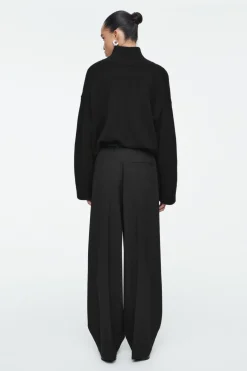 COS RELAXED TWILL WIDE-LEG PANTS-Women Vests & Tailoring | Pants