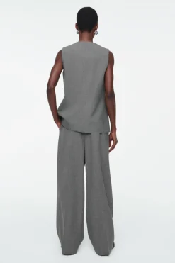 COS RELAXED TWILL WIDE-LEG PANTS-Women Vests & Tailoring | Pants