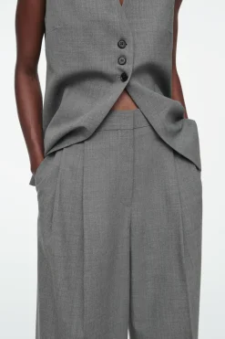 COS RELAXED TWILL WIDE-LEG PANTS-Women Vests & Tailoring | Pants