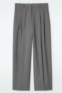 COS RELAXED TWILL WIDE-LEG PANTS-Women Vests & Tailoring | Pants