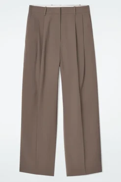 COS RELAXED TWILL WIDE-LEG PANTS-Women Vests & Tailoring | Pants