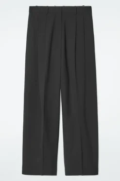 COS RELAXED TWILL WIDE-LEG PANTS-Women Vests & Tailoring | Pants