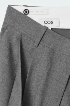 COS RELAXED TWILL WIDE-LEG PANTS-Women Vests & Tailoring | Pants