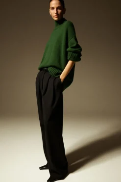 COS RELAXED TWILL WIDE-LEG PANTS-Women Vests & Tailoring | Pants