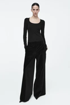 COS RELAXED VELVET WIDE-LEG PANTS-Women Pants