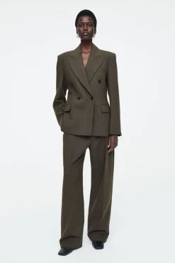 COS RELAXED WOOL BARREL-LEG PANTS-Women Vests & Tailoring | Pants