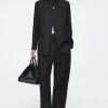 COS RELAXED WOOL BARREL-LEG PANTS-Women Pants