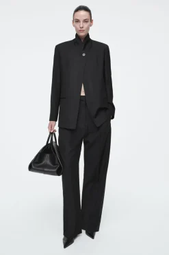 COS RELAXED WOOL BARREL-LEG PANTS-Women Pants