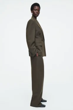 COS RELAXED WOOL BARREL-LEG PANTS-Women Vests & Tailoring | Pants