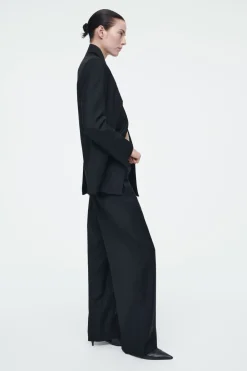COS RELAXED WOOL BARREL-LEG PANTS-Women Pants