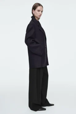 COS RELAXED WOOL PEA COAT-Women Coats & Jackets