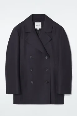 COS RELAXED WOOL PEA COAT-Women Coats & Jackets