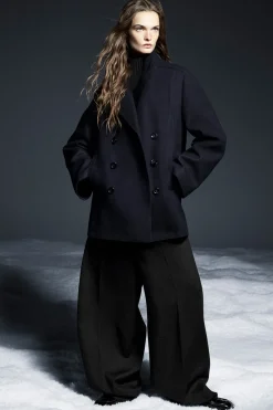 COS RELAXED WOOL PEA COAT-Women Coats & Jackets