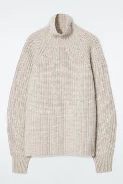 COS RIBBED CASHMERE-BLEND FUNNEL-NECK SWEATER-Women Cashmere | Sweaters & Cardigans