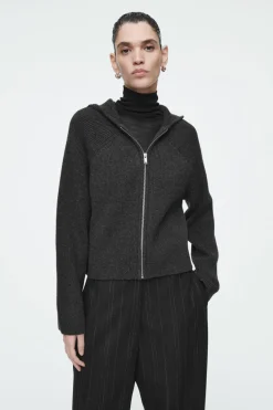 COS RIBBED MERINO WOOL HOODED JACKET-Women Coats & Jackets | Sweaters & Cardigans