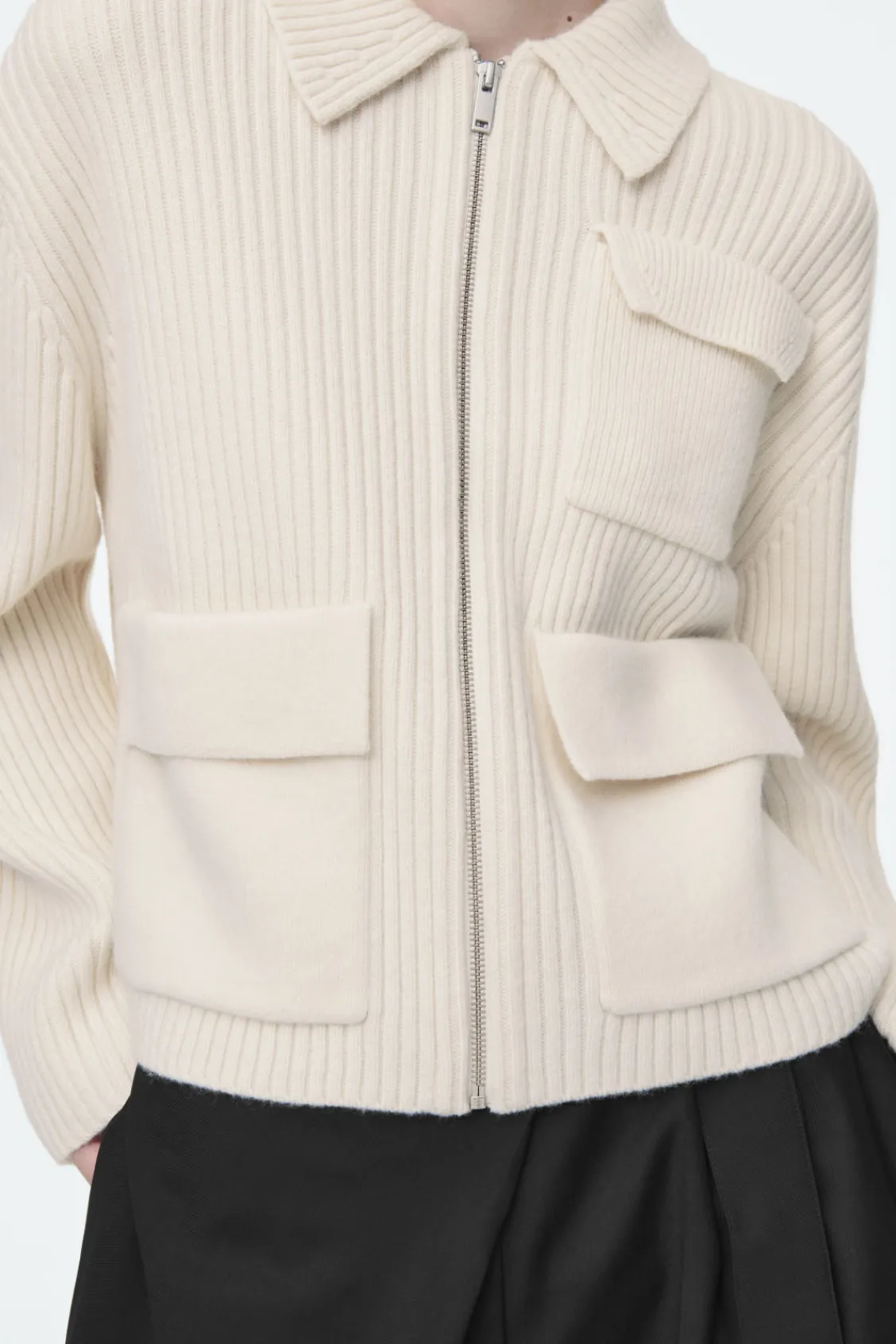 COS RIBBED MERINO WOOL UTILITY JACKET-Women Coats & Jackets | Sweaters & Cardigans