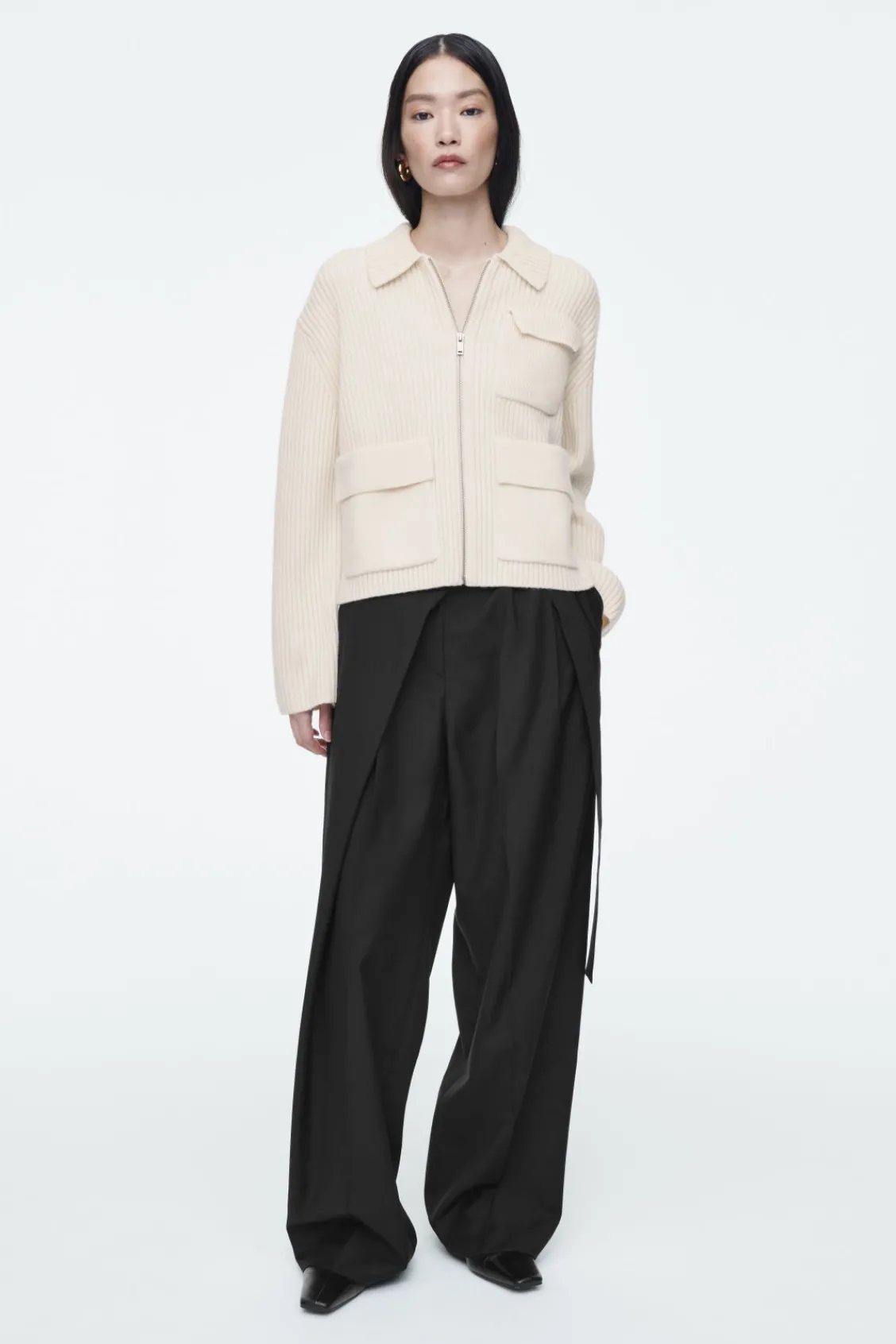COS RIBBED MERINO WOOL UTILITY JACKET-Women Coats & Jackets | Sweaters & Cardigans