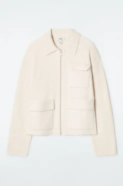 COS RIBBED MERINO WOOL UTILITY JACKET-Women Coats & Jackets | Sweaters & Cardigans
