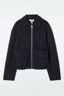 COS RIBBED MERINO WOOL UTILITY JACKET-Women Coats & Jackets | Sweaters & Cardigans