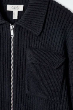 COS RIBBED MERINO WOOL UTILITY JACKET-Women Coats & Jackets | Sweaters & Cardigans