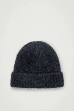 COS RIBBED MOHAIR-BLEND BEANIE- Hats & Scarves