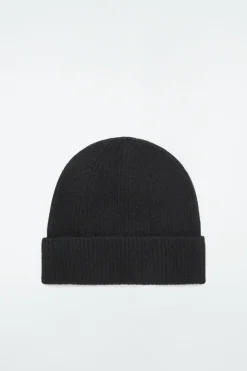 COS RIBBED WOOL AND CASHMERE BEANIE-Women Hats & Scarves | Cashmere