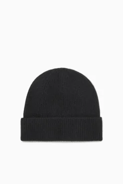 COS RIBBED WOOL AND CASHMERE BEANIE-Women Hats & Scarves | Cashmere