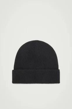 COS RIBBED WOOL AND CASHMERE BEANIE-Women Hats & Scarves | Cashmere