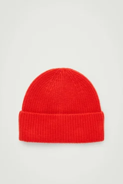 COS RIBBED WOOL AND CASHMERE BEANIE-Women Hats & Scarves | Cashmere
