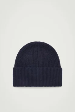 COS RIBBED WOOL AND CASHMERE BEANIE-Women Hats & Scarves | Cashmere