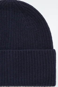 COS RIBBED WOOL AND CASHMERE BEANIE-Women Hats & Scarves | Cashmere
