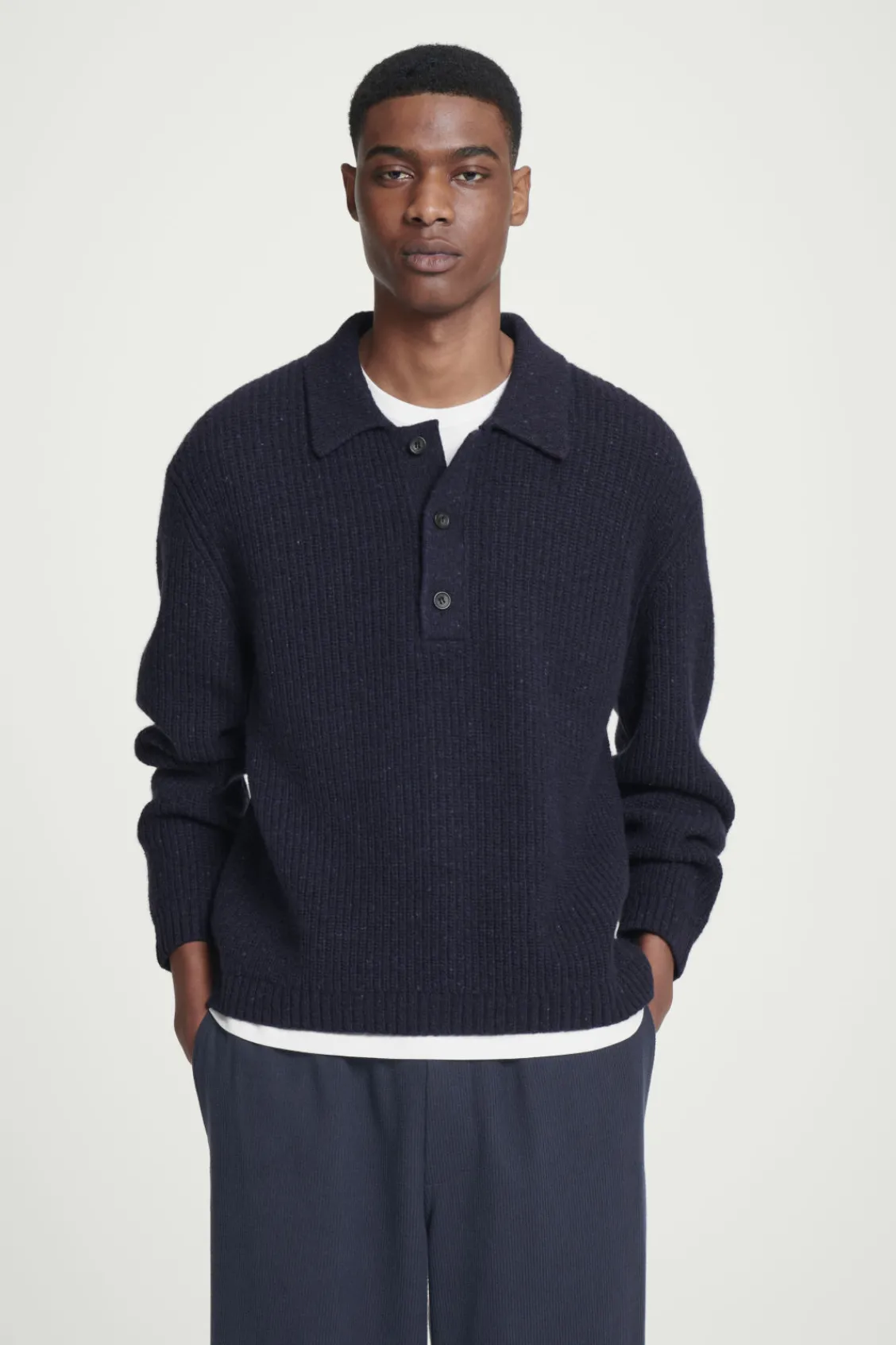 COS RIBBED WOOL AND CASHMERE-BLEND POLO SHIRT- Polo Shirts | Cashmere