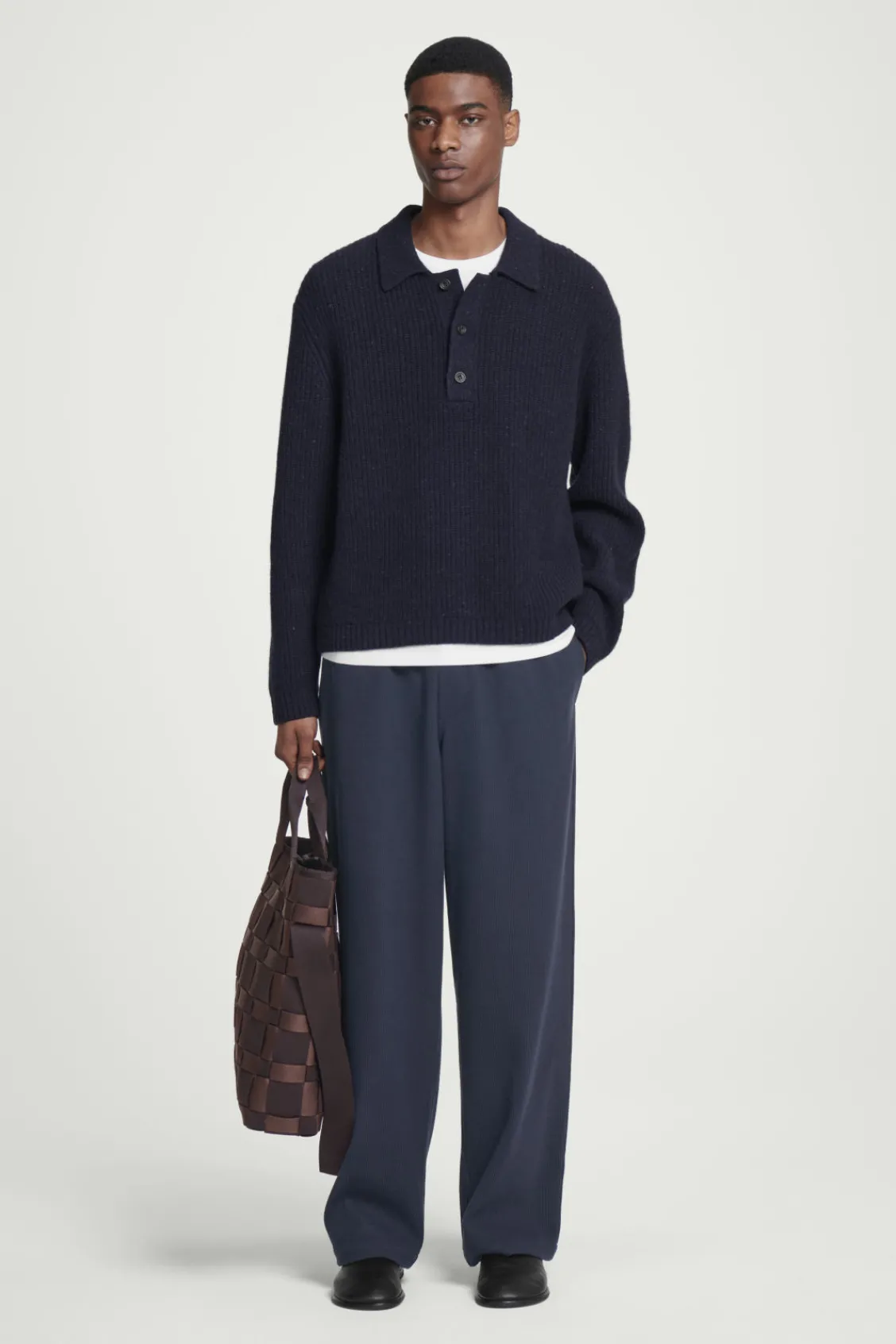 COS RIBBED WOOL AND CASHMERE-BLEND POLO SHIRT- Polo Shirts | Cashmere