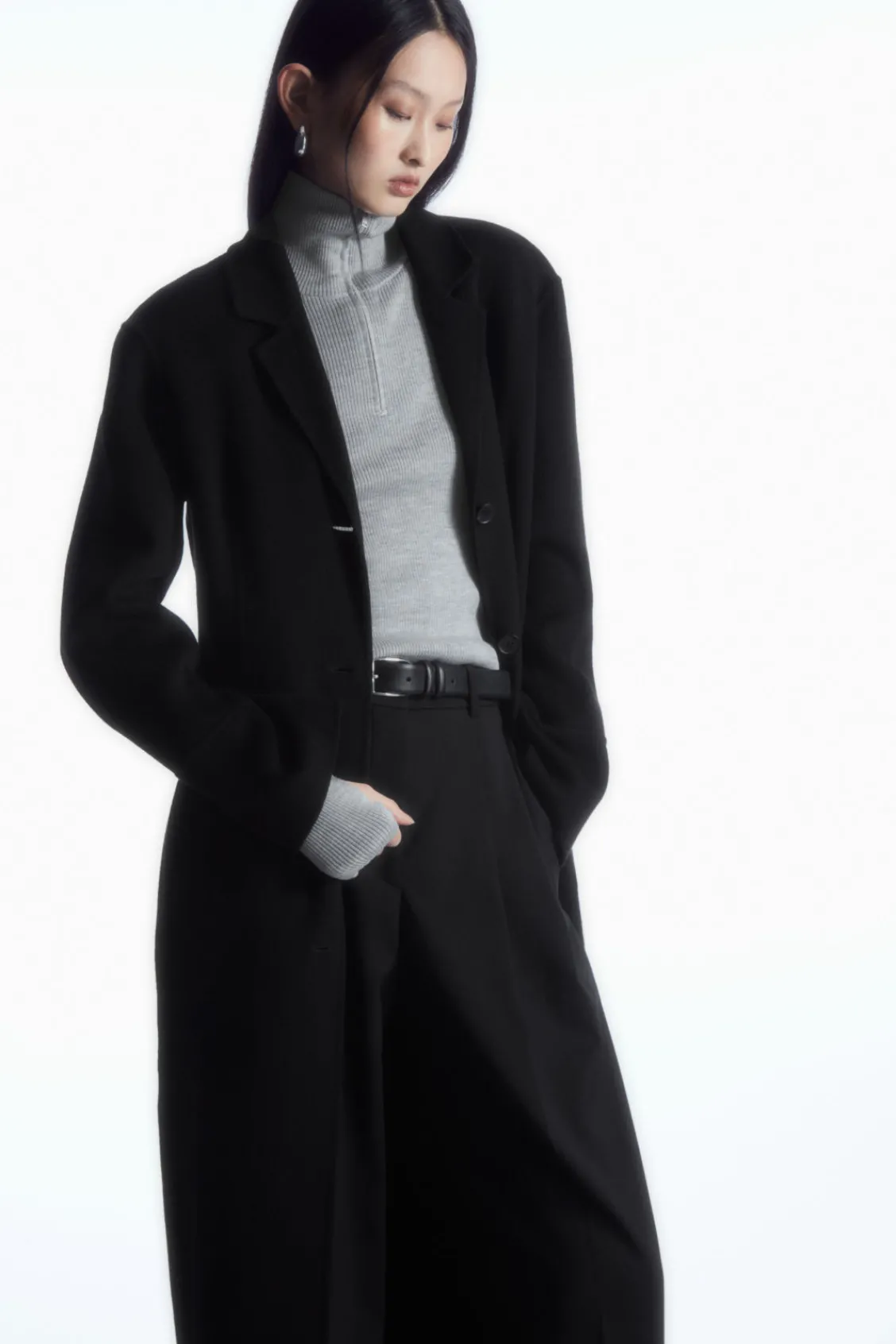 COS RIBBED WOOL HALF-ZIP TOP-Women Tops | Sweaters & Cardigans