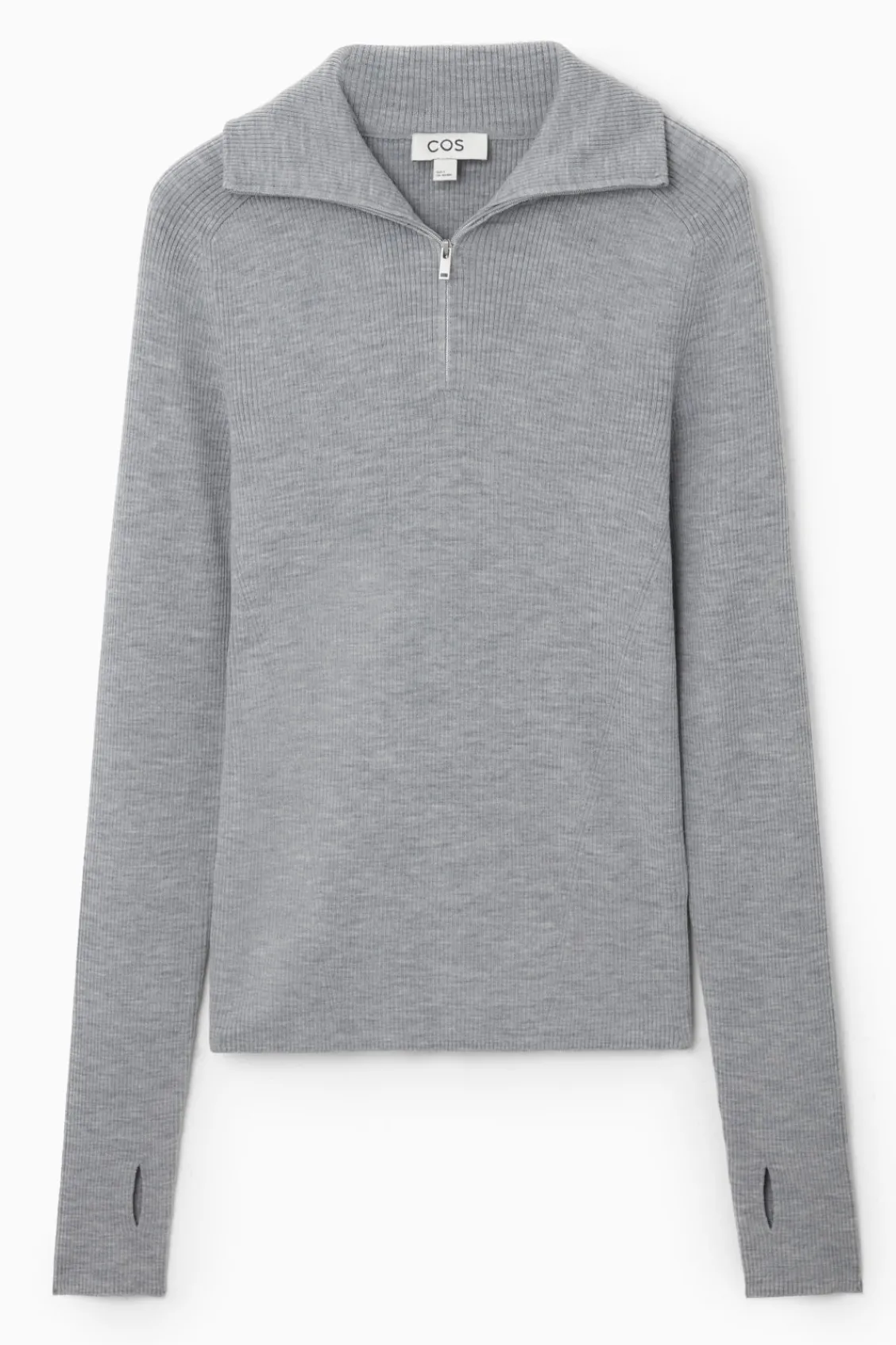 COS RIBBED WOOL HALF-ZIP TOP-Women Tops | Sweaters & Cardigans