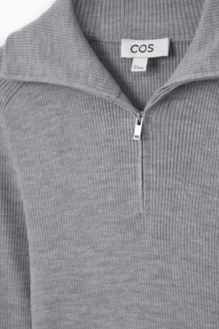 COS RIBBED WOOL HALF-ZIP TOP-Women Tops | Sweaters & Cardigans