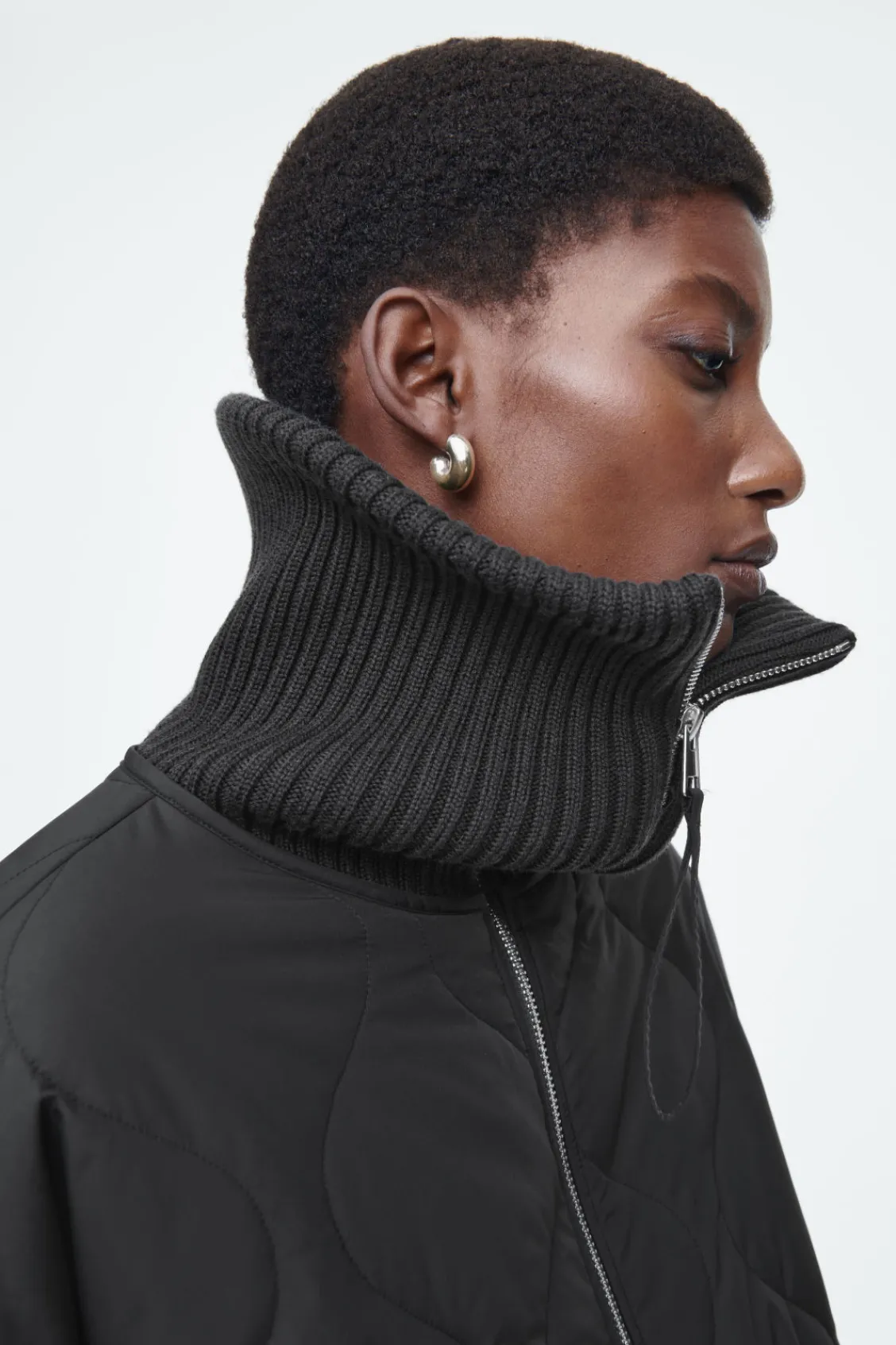 COS RIBBED-COLLAR QUILTED COAT-Women Coats & Jackets